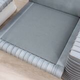 Marzio Cecchi armchair in ribbed Leather and goose down cushions 1970s