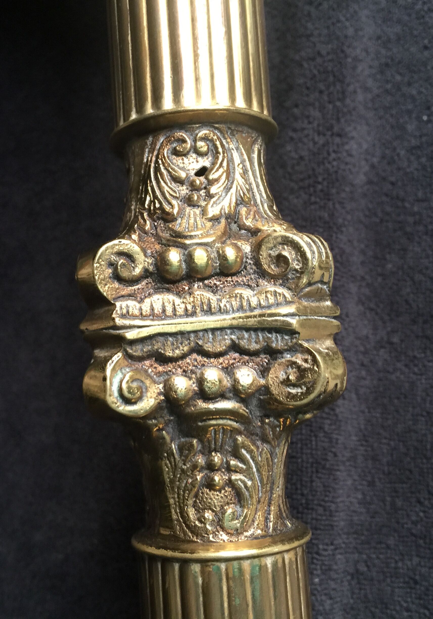 Bronze lamp foot fluted barrel with capitals