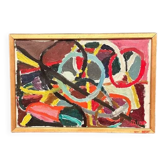 Original Swedish Oil on Canvas – “Abstract Composition” – Signed – Dated 1960 – Vintage & Framed – 44.5 × 31 cm (17.5" × 12.2")