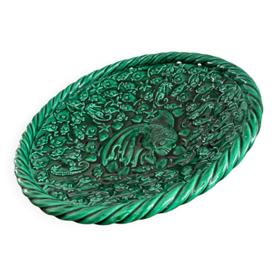 coupe a fruit Vallauris année 50 - barbotine vintage - piece d’exception coupe a fruit motif poisson ceramique 1950 vintage