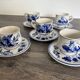 Vintage Dutch Delft Blue earthenware service for 5 cups and saucers.