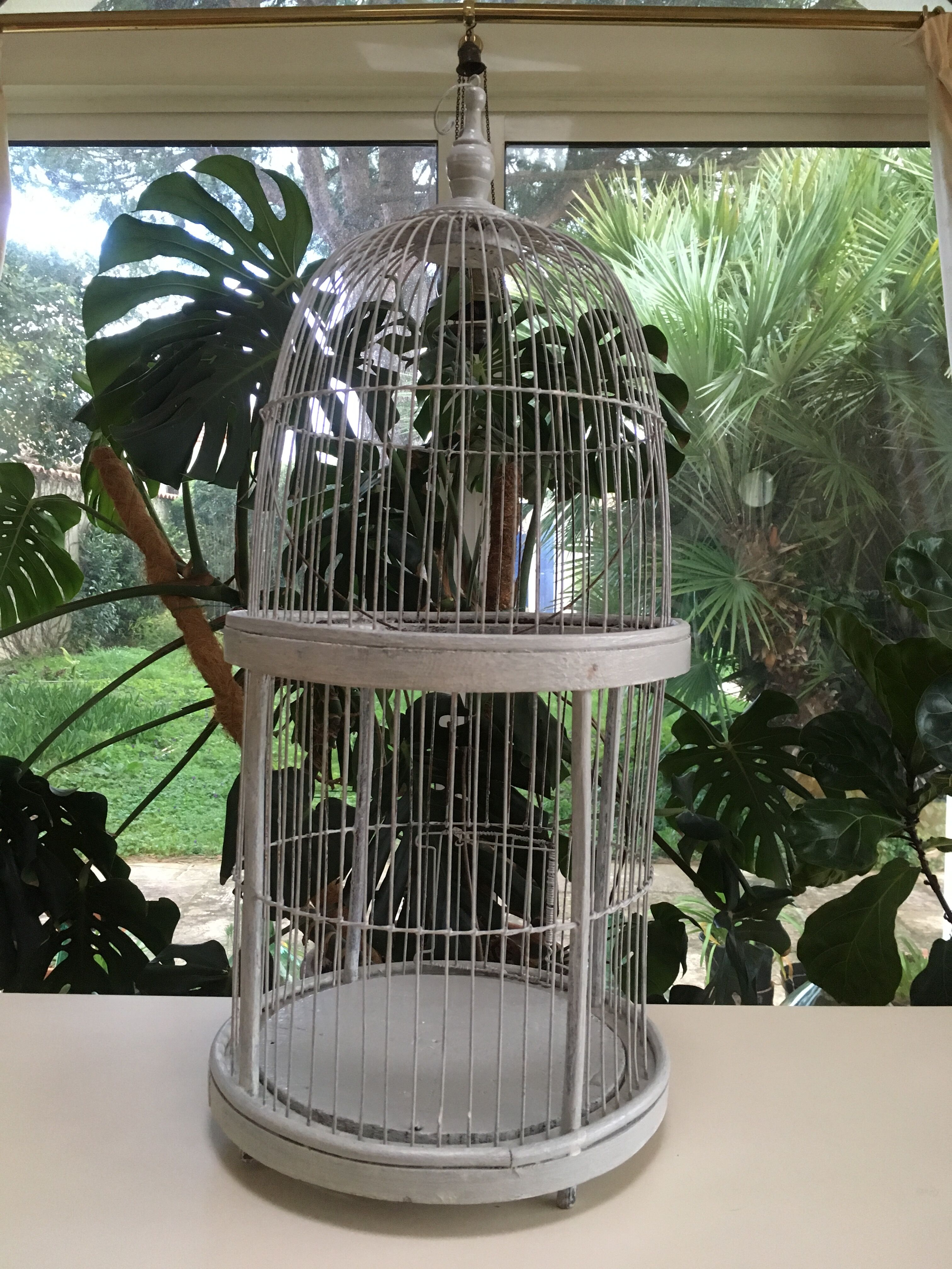Vintage wooden birdcage H67cm