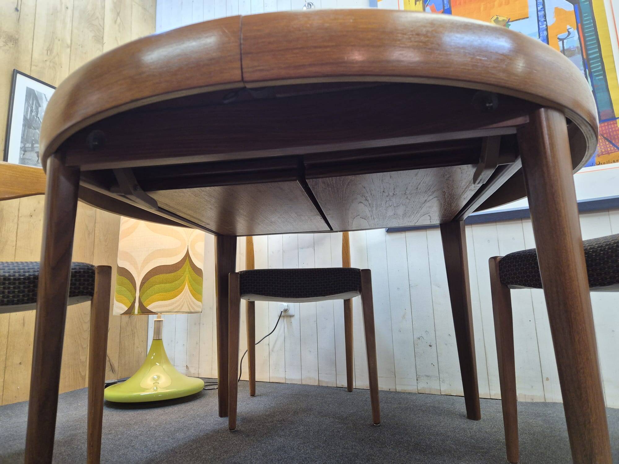 Vintage Scandinavian table with double butterfly extension.