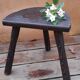 Old farmhouse stool in solid wood, brutalist & authentic, circa 1970's