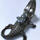 Vintage silver metal crocodile alligator lighter ashtray