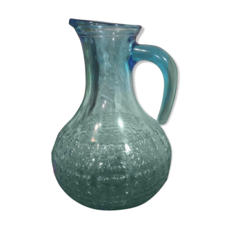 Blue glass pitcher