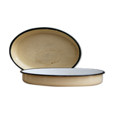 Paire de plats en tôle émaillée