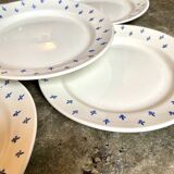 5 dessert plates in white and blue earthenware