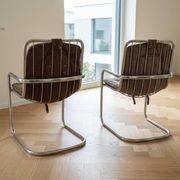 2 vintage designer chairs from the 70s in the style of Willy Rizzo, space age.