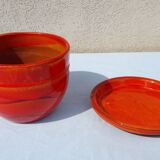 Orange planter and saucer