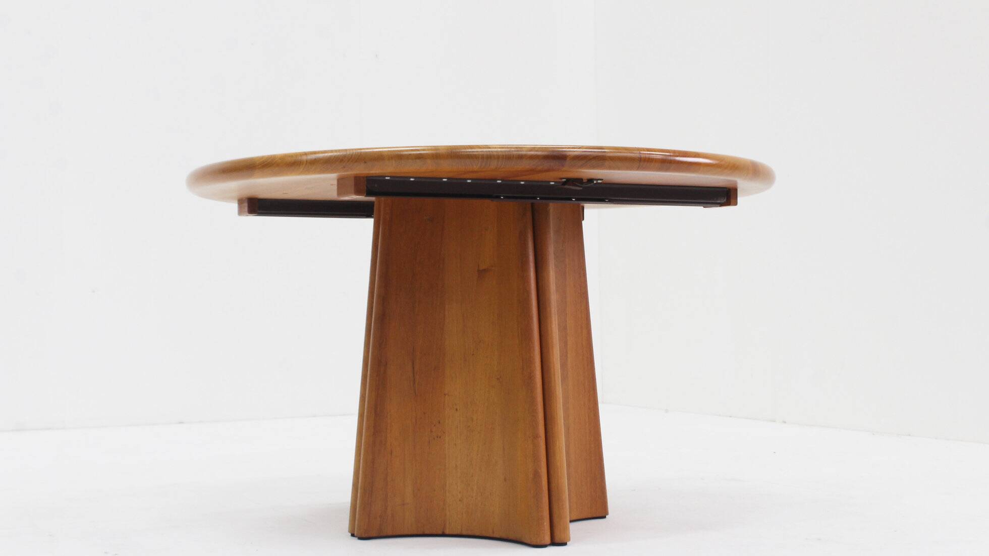 Vintage Danish round extendable dining table solid teak 1960s
