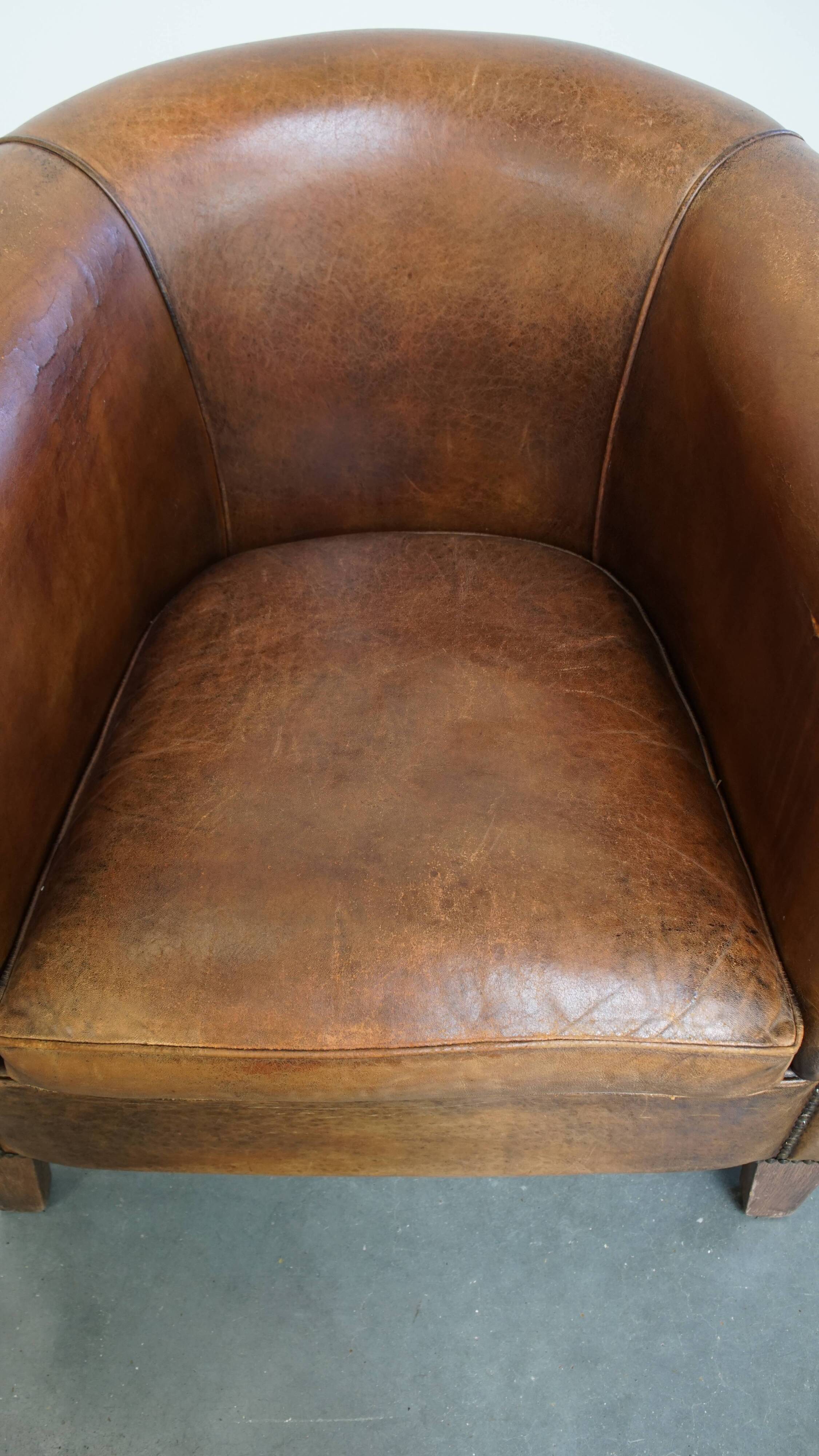 Vintage Sheepskin Leather Club Chair