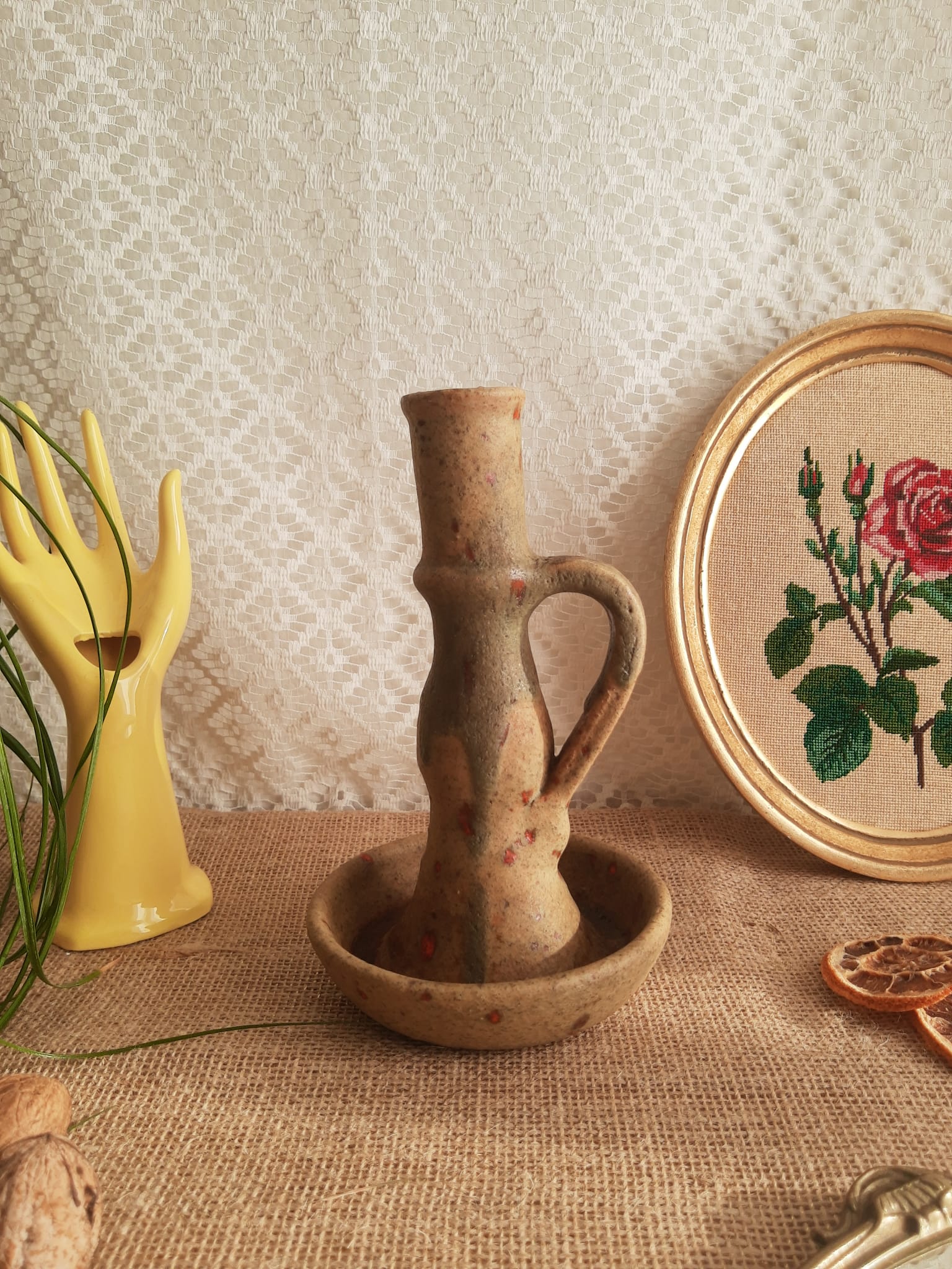 Candle holder terracotta cellar rat Orezza Campo Piano Corsica - Vintage