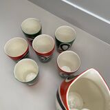 Service (vase et verres en céramique émaillée) signé Roland Brice