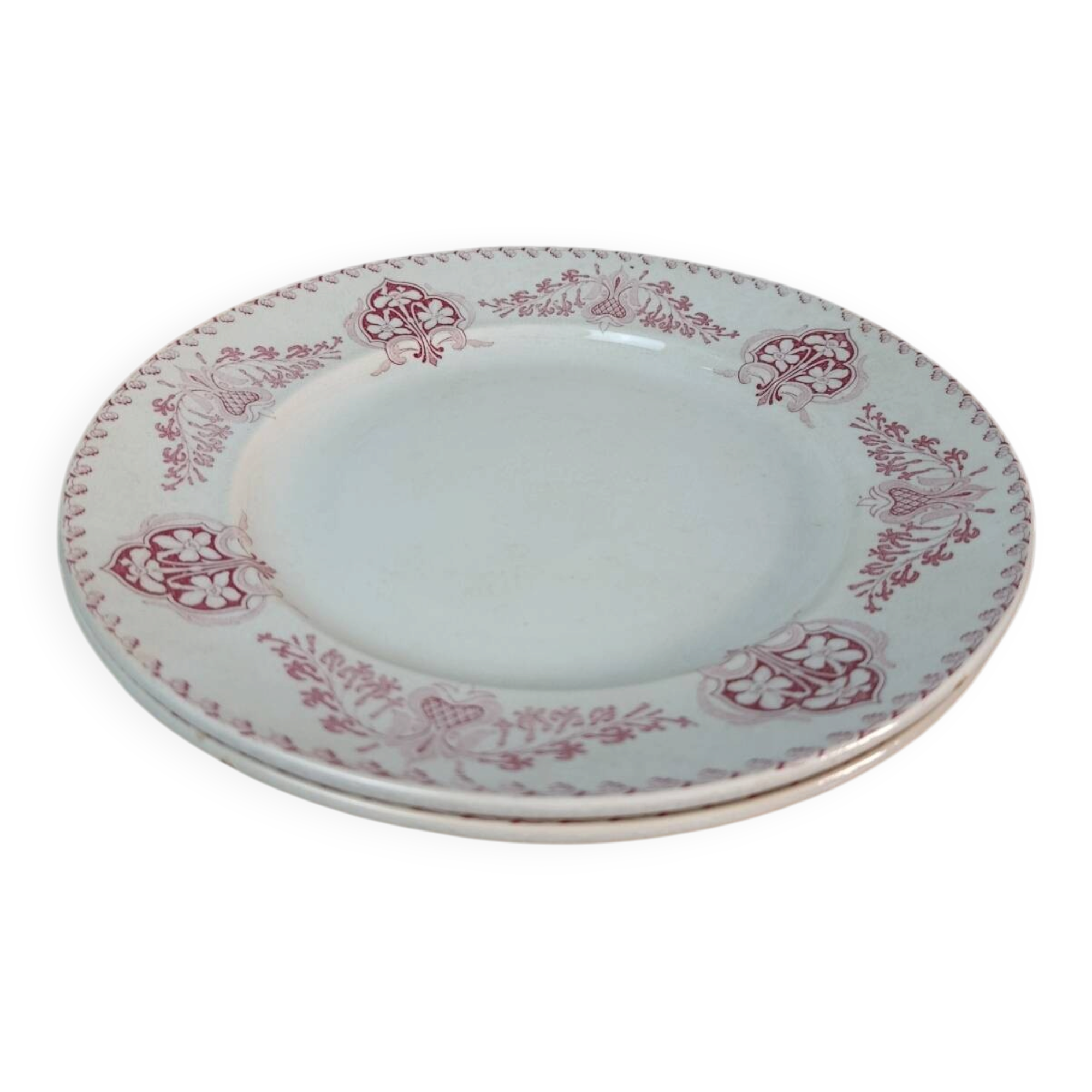 Set of 2 round dishes Lunéville Sébastopol With Lions in Earthenware