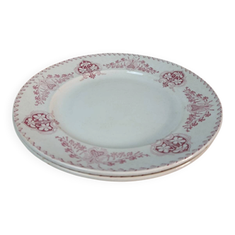 Set of 2 round dishes Lunéville Sébastopol With Lions in Earthenware