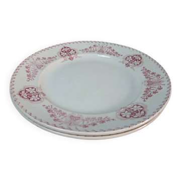 Set of 2 round dishes Lunéville Sébastopol With Lions in Earthenware