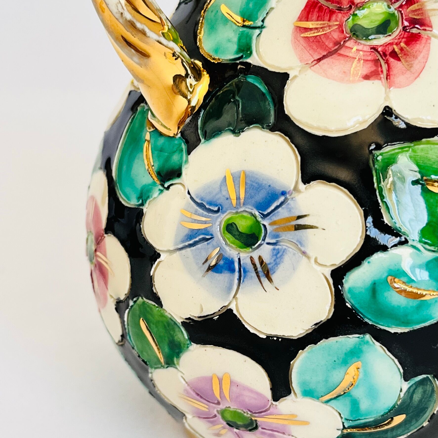 Watering can vase floral decoration hand painted