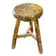 Tabouret en bois primitif sur trépied / hauteur 52 cm