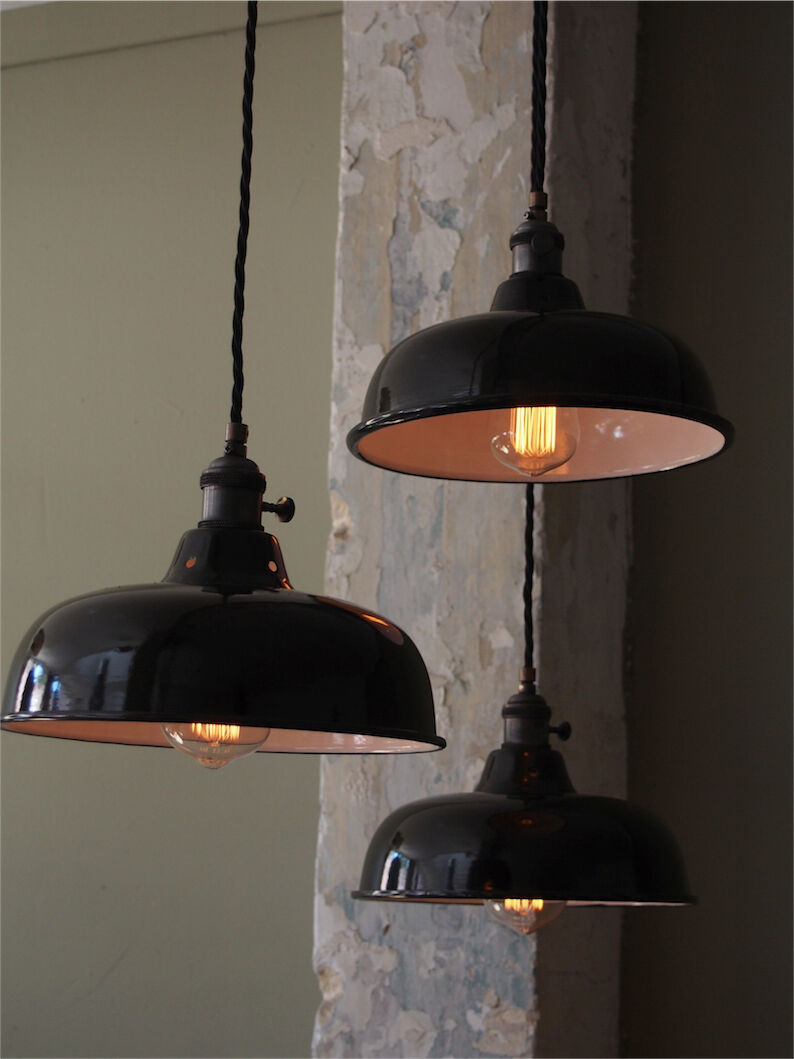 Daybat enamelled black industrial lamp