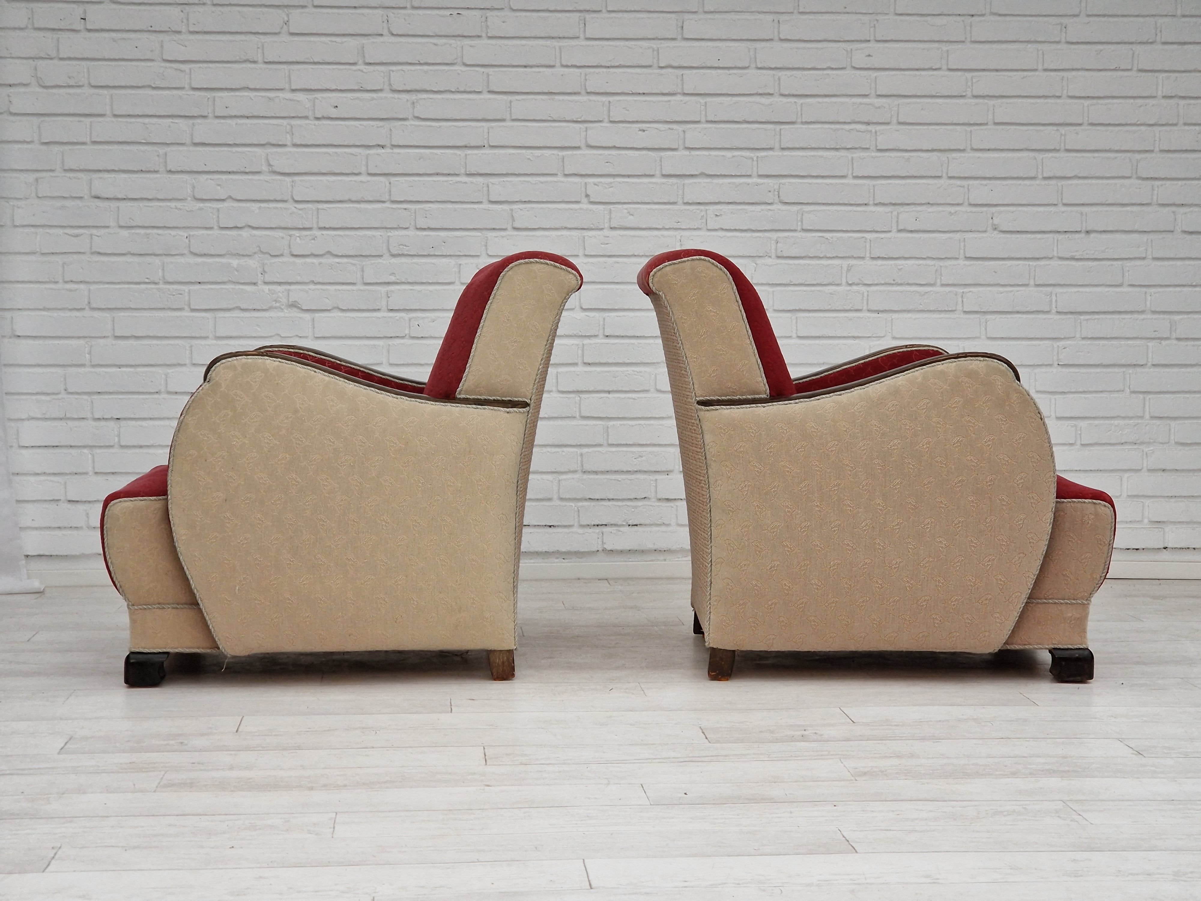 1950s, scandinavian art deco chairs, original condition