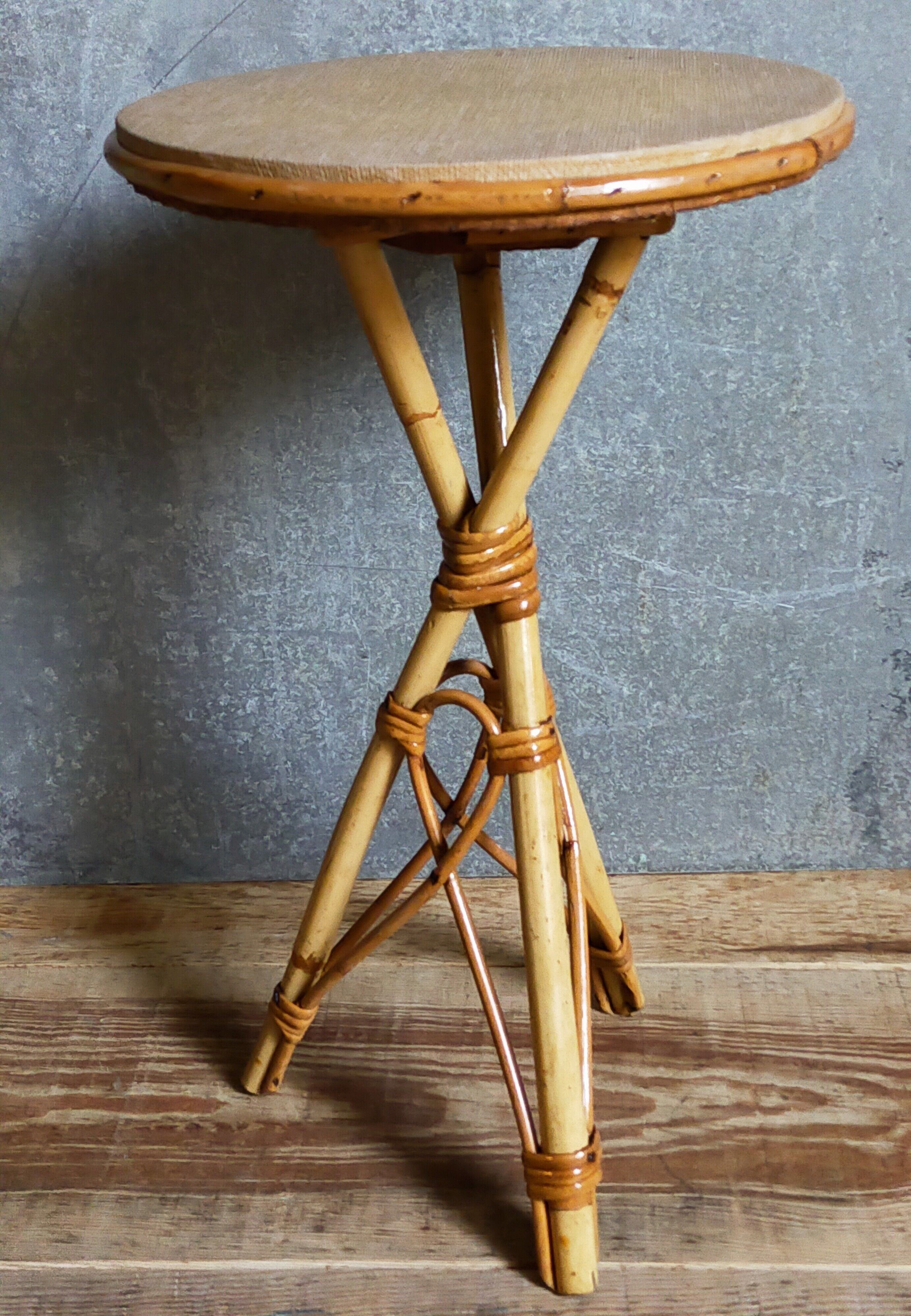 Rattan tripod plant holder harness 50s