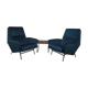 Paire de fauteuils de Guy Besnard en velours bleu