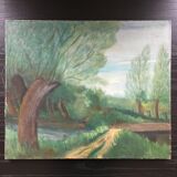 Green countryside landscape board