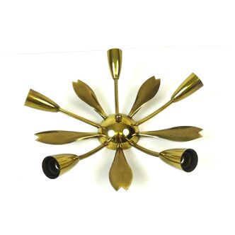 Mid century golden ceiling lamp hollywood regency