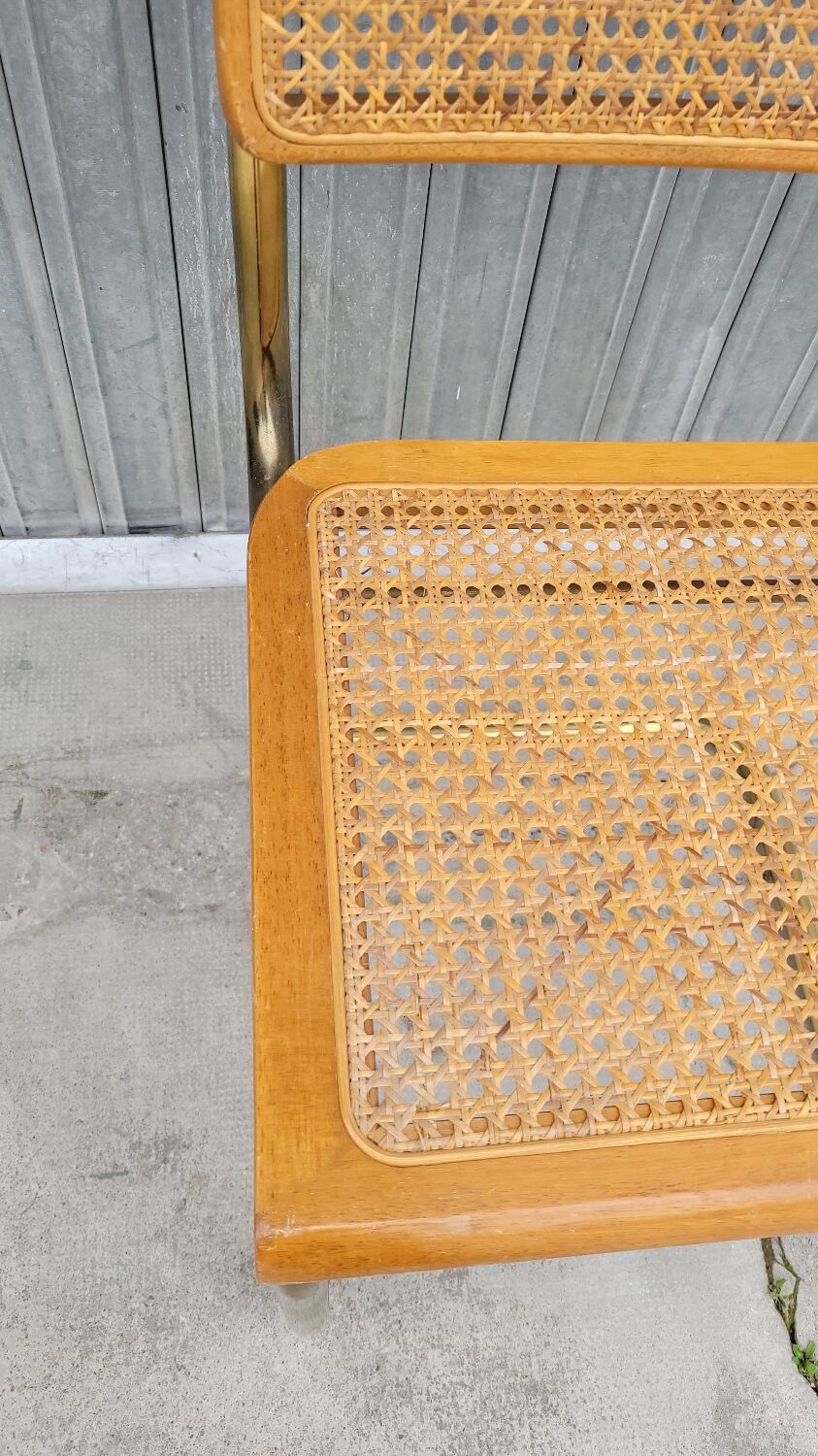 Marcel Breuer chair in cane model B32 vintage gold color
