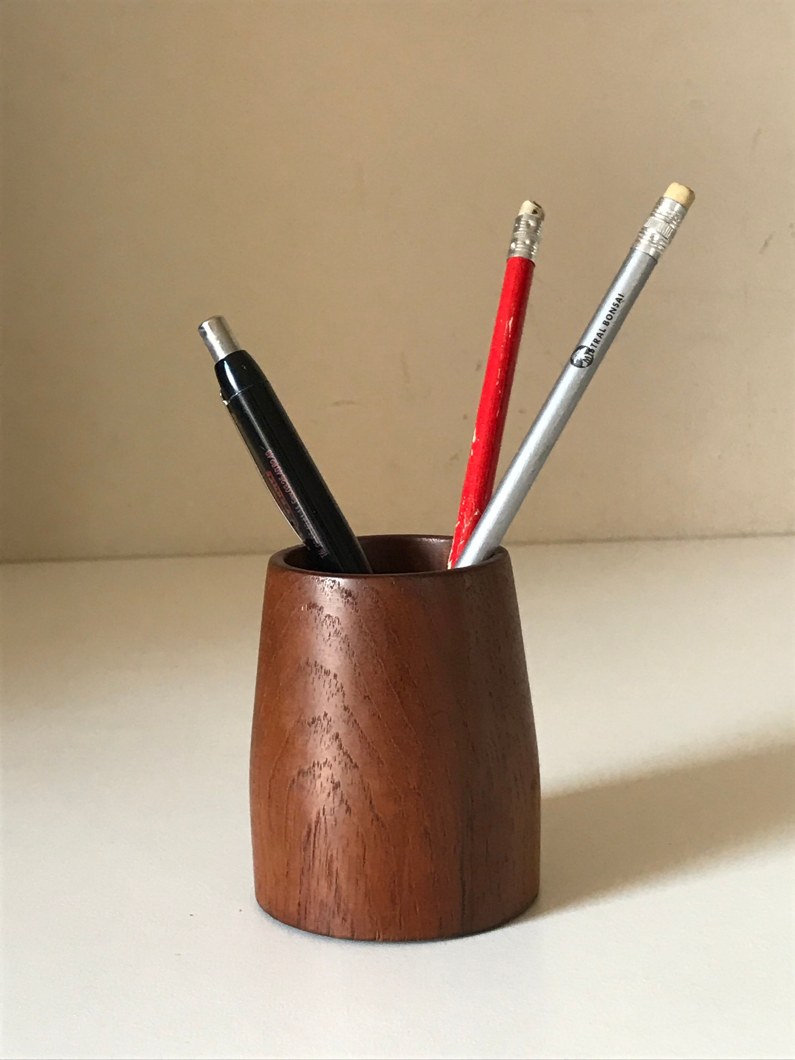 Teak pencil pot vintage 60 years