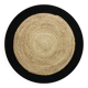 Tapis jute et coton rond noir beige 160 cm