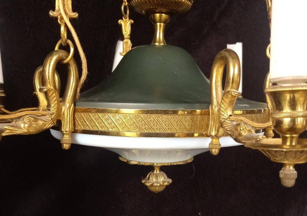 Empire/Napoleon 1st style chandelier, real opaline bronze Lucien Gau Paris 60'