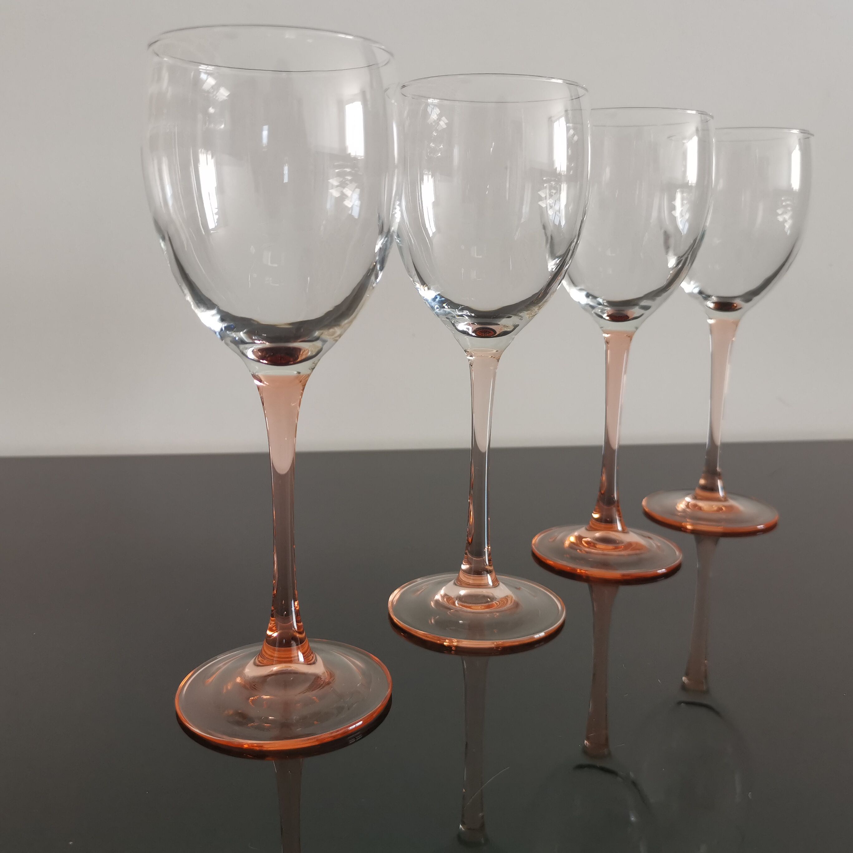 Luminarc pink feet wine glasses