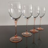 Luminarc pink feet wine glasses
