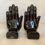 Pair of black hand bookends