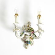 Beautiful hand-painted Mid Century porcelain wall lamp