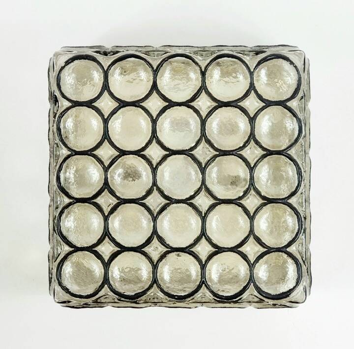 Mid Century Modern Iron Ring Glass Ceiling Light From Limburg, 1960s
