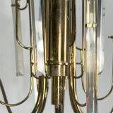 Vintage brass and glass Stilkronen chandelier, Italy 1970s