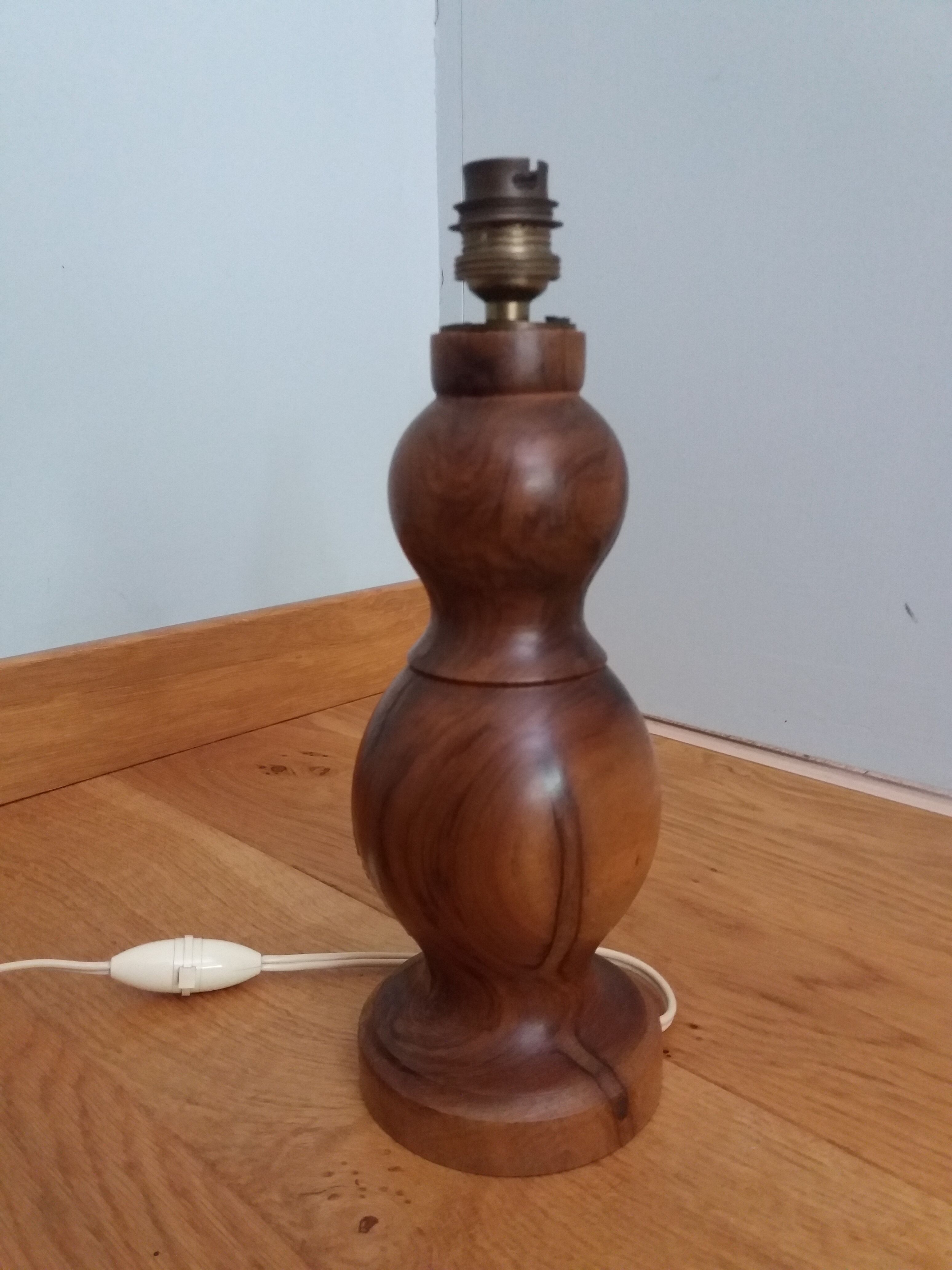 Handmade turned wooden foot lamp