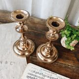 Duo of brass candle holders