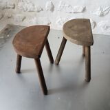 Pair of tripod farm wooden stool