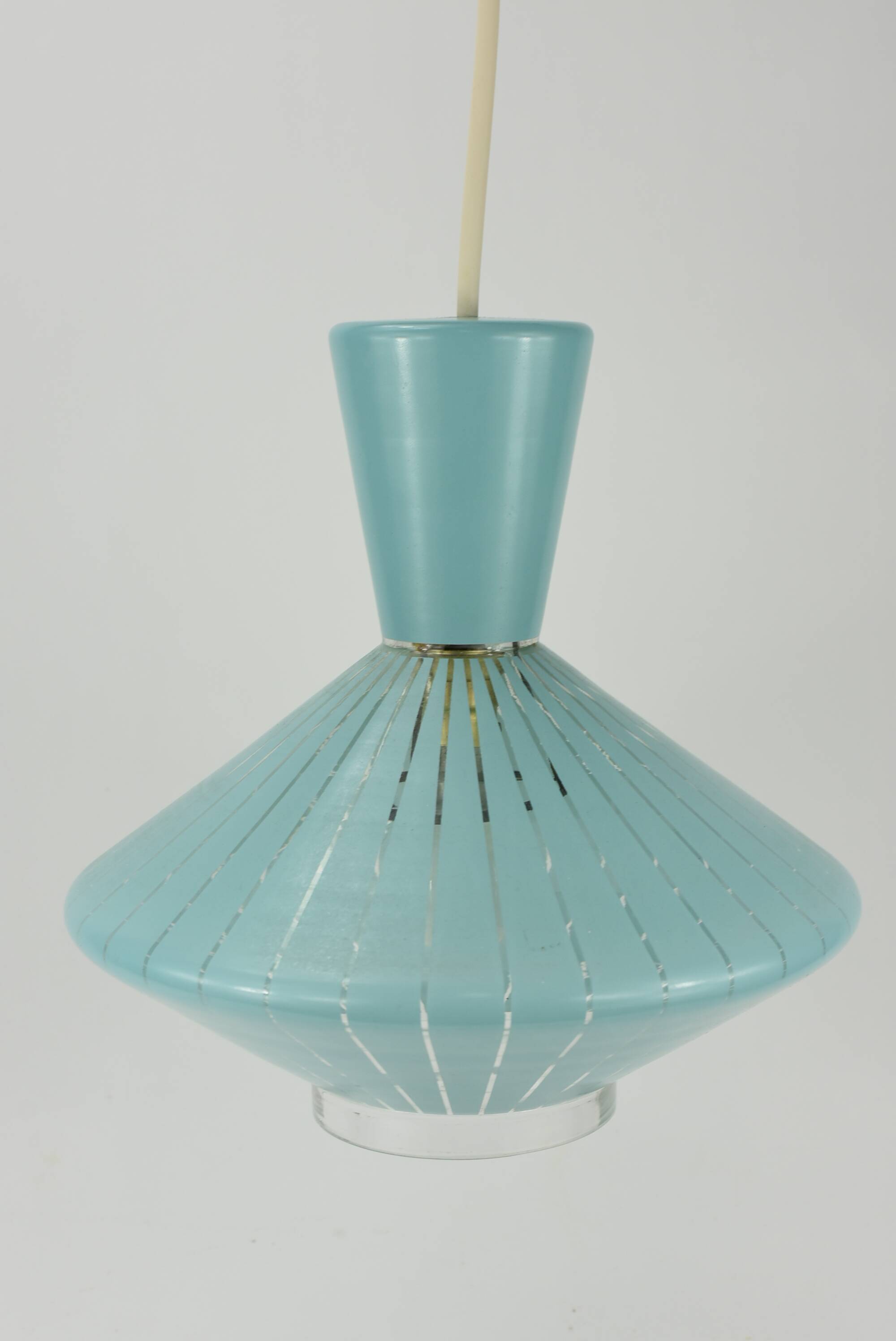 Diabolo-shaped glass chandelier