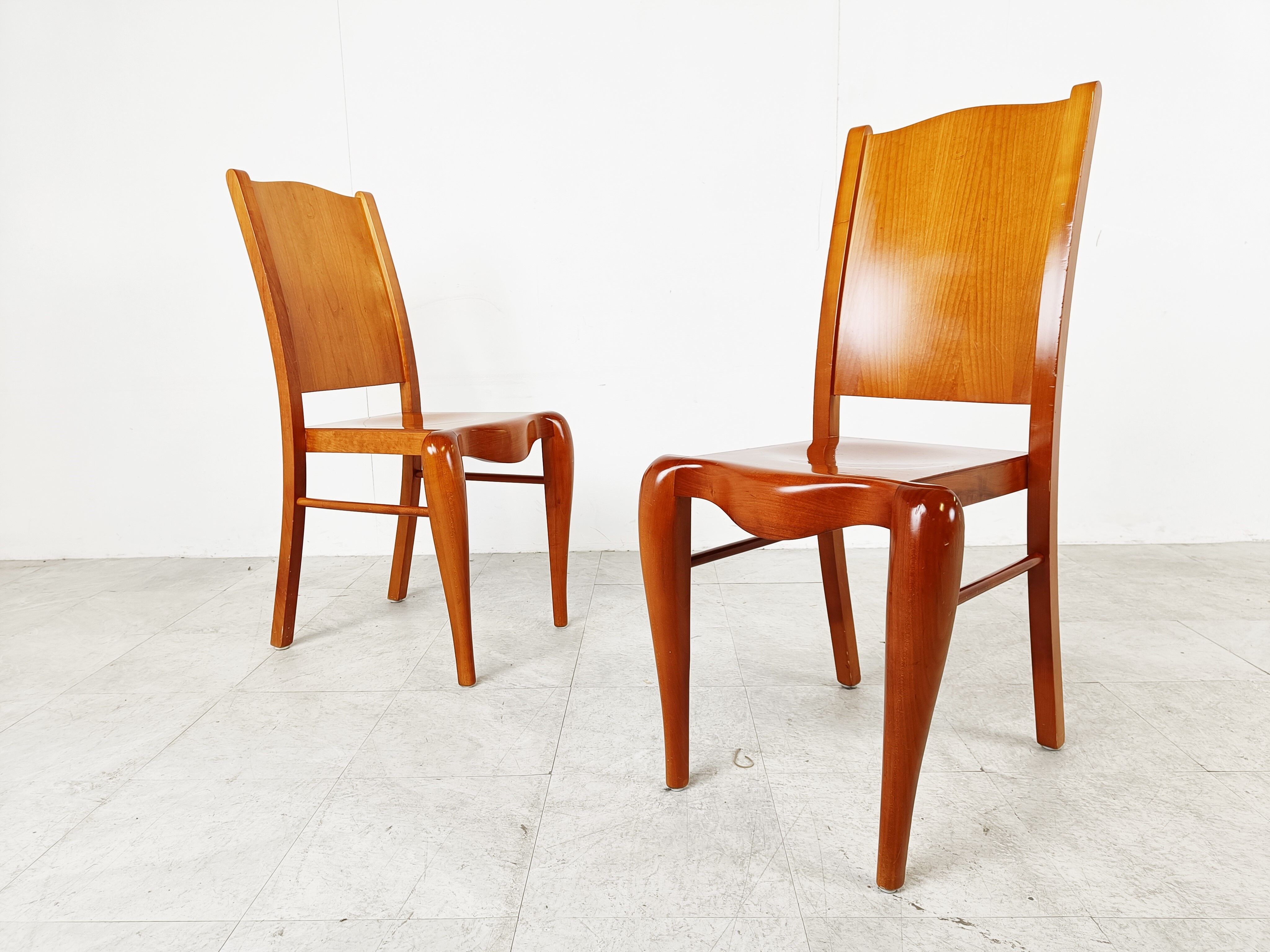 Set of 4 wood dining chairs by Philippe Starck 1989
