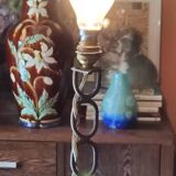 Vintage floor lamp from the 50s in blackened iron in the shape of a chain