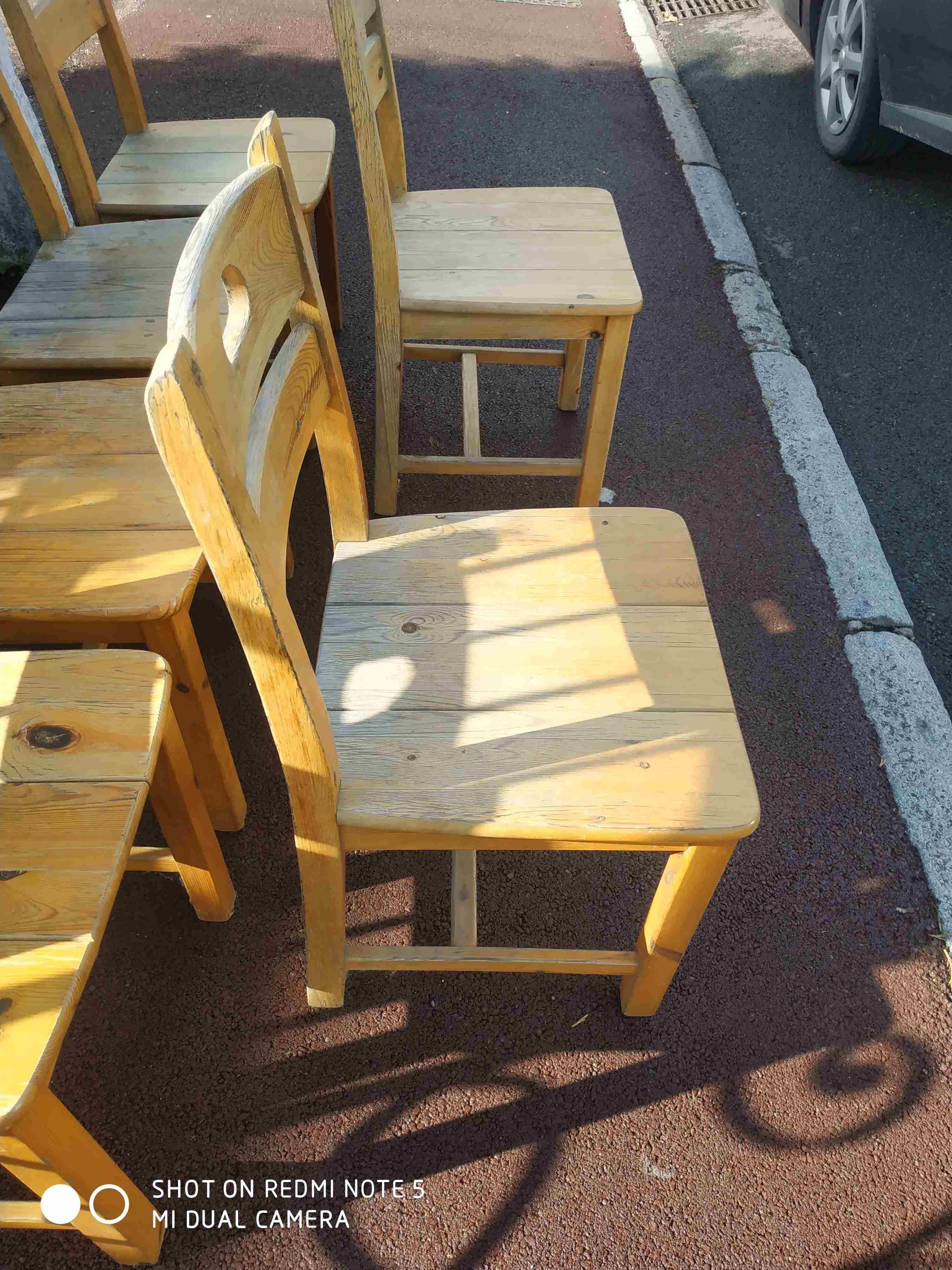 6 pine chairs chalet mountain seventies vintage