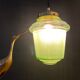 Vintage art deco globe pendant lamp in green granite green and gold