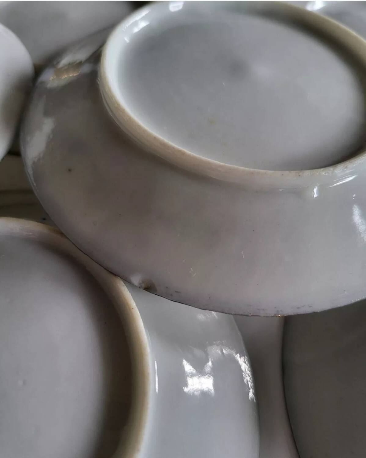Series of 10 Fine Porcelain Cups and Saucers with Japanese Decor