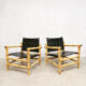 Ensemble de 3 fauteuils de safari suédois de conception de midcentury et ottoman