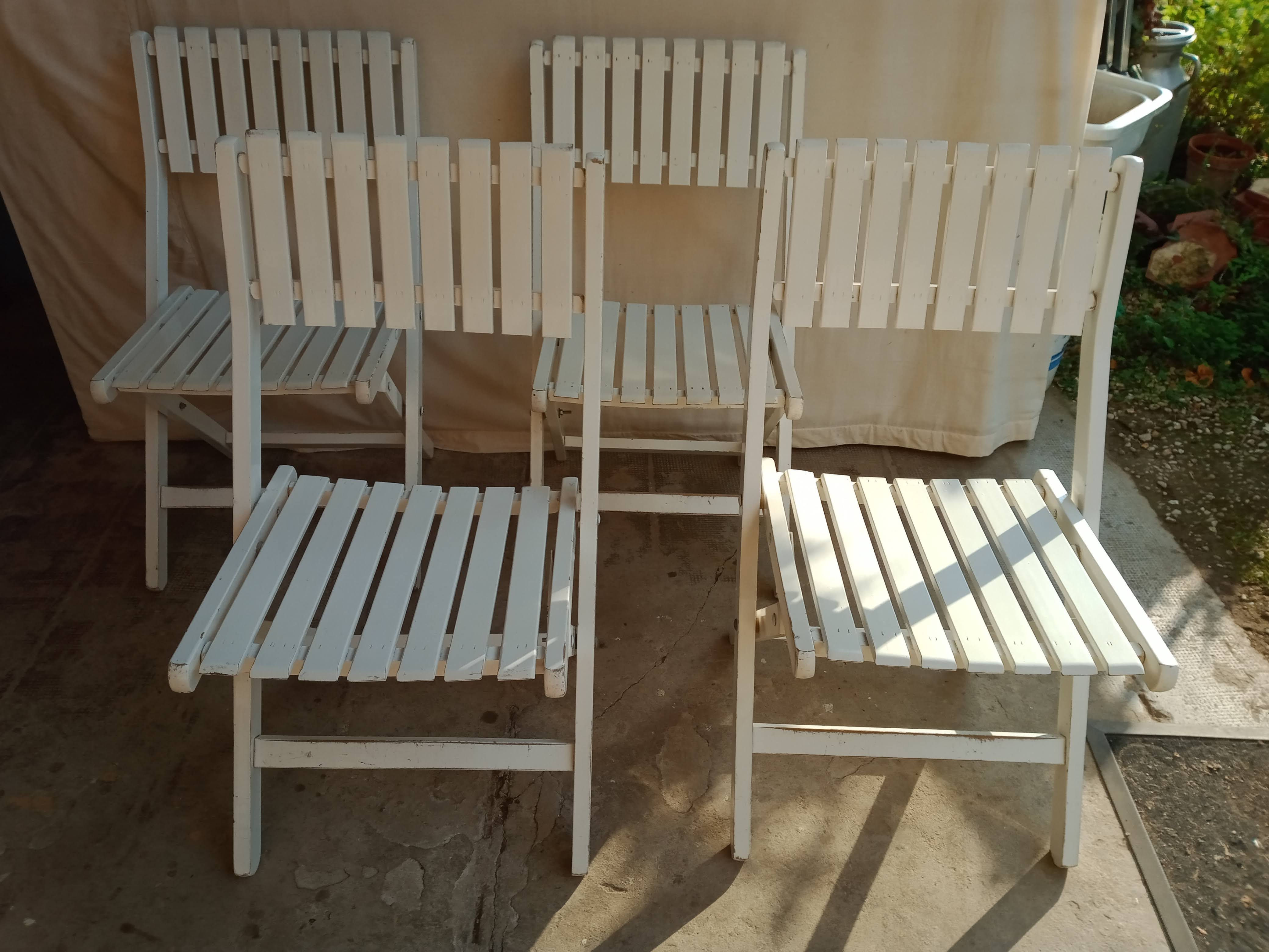 Vintage garden furniture R Gleizes in white painted wood